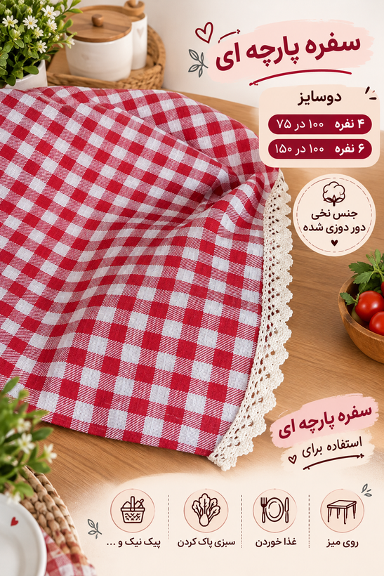 سفره پارچهای رومیزی پیکنیک - اینفوگرافیک